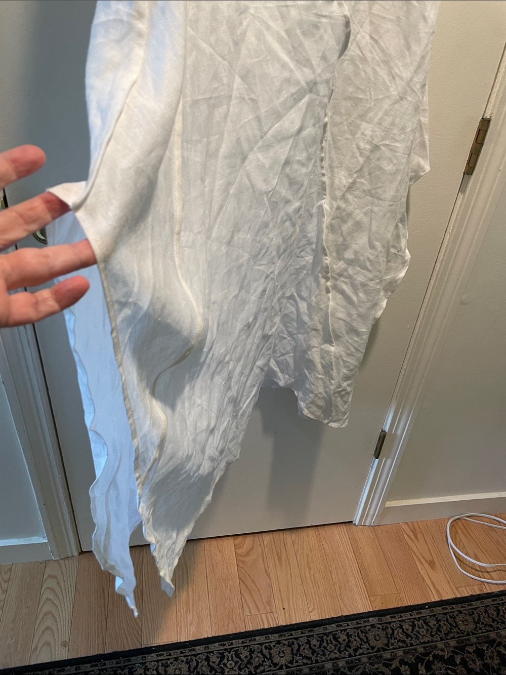 Mdnt:45 Gorgeous Avant Garde White Spaghetti-Strap Maxi Linen Dress — image 3 of 8